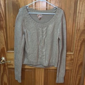Cute Tan sweater with gold flakes